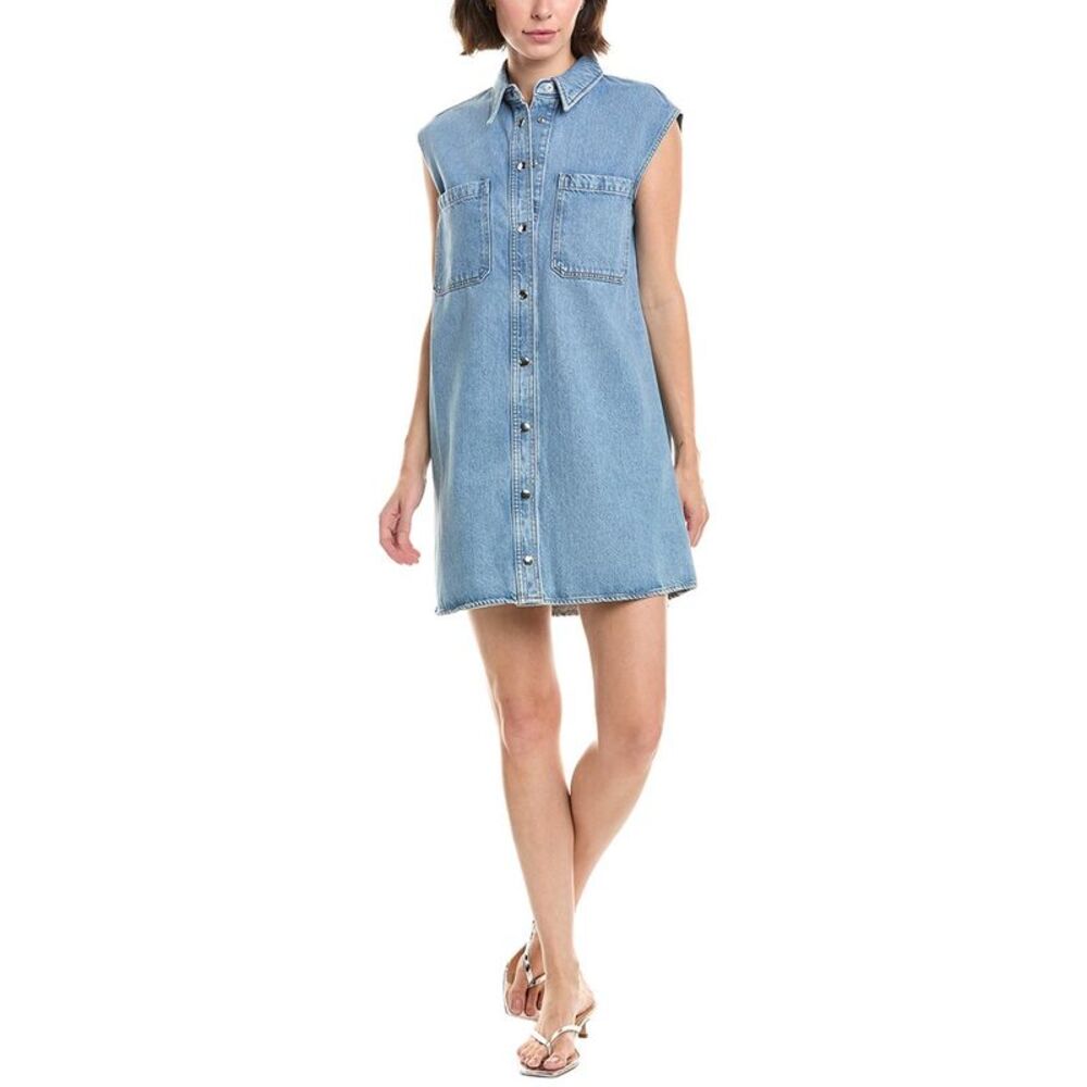 Frame Denim Womens  The Sleeveless Shirtdress, Blue
